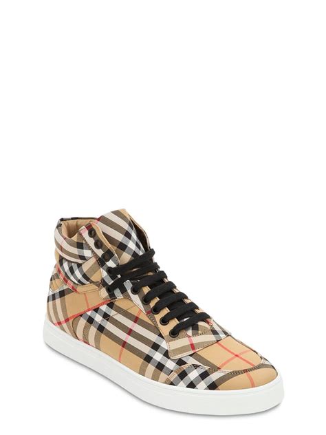 burberry canvas high top sneakers|check cotton high top sneakers.